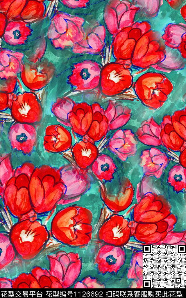肌理数码华亿平台花卉数码印花华亿平台下载（图片编号: 1126692） - 瓦栏（Walan）