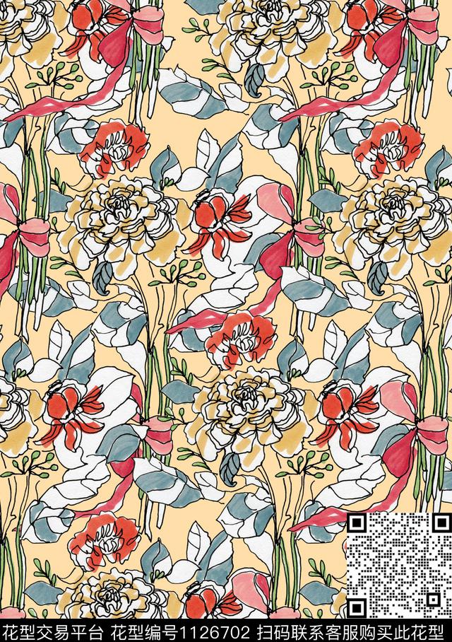 肌理数码华亿平台花卉数码印花华亿平台下载（图片编号: 1126702） - 瓦栏（Walan）