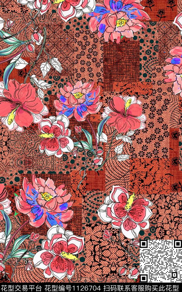 肌理数码华亿平台花卉数码印花华亿平台下载（图片编号: 1126704） - 瓦栏（Walan）
