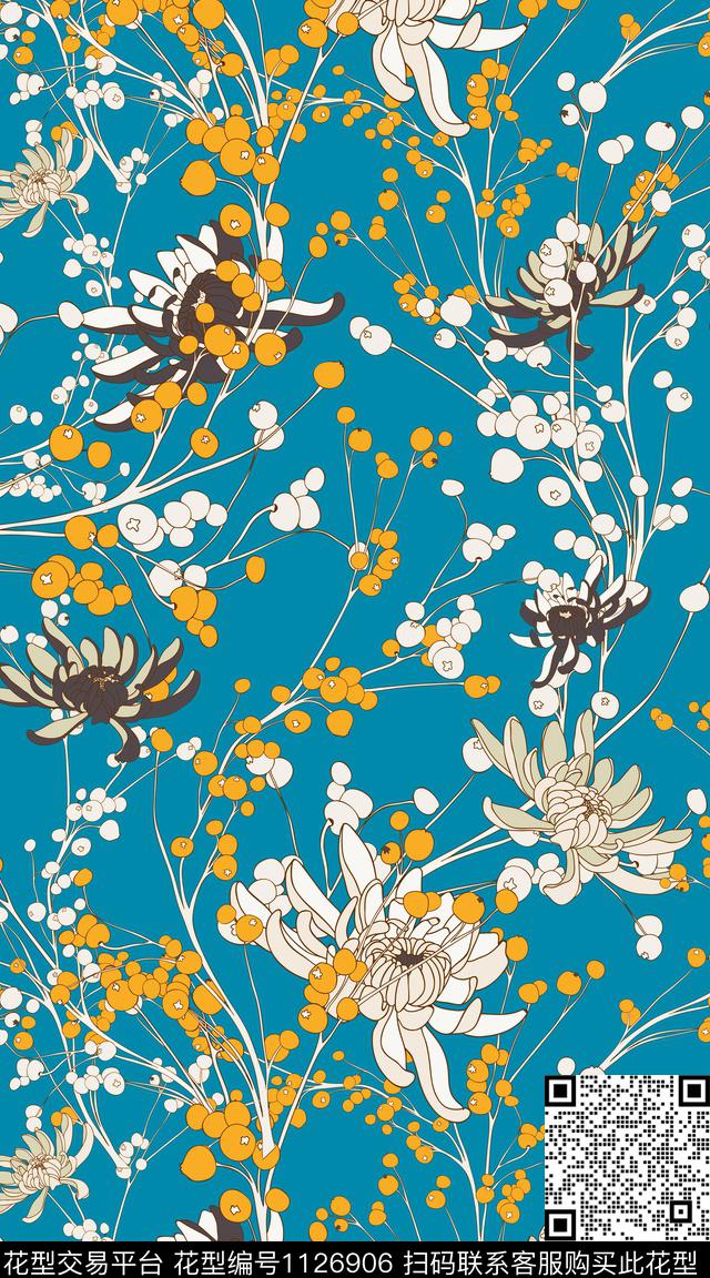 花卉数码华亿平台民族风传统印花华亿平台下载（图片编号: 1126906） - 瓦栏（Walan）