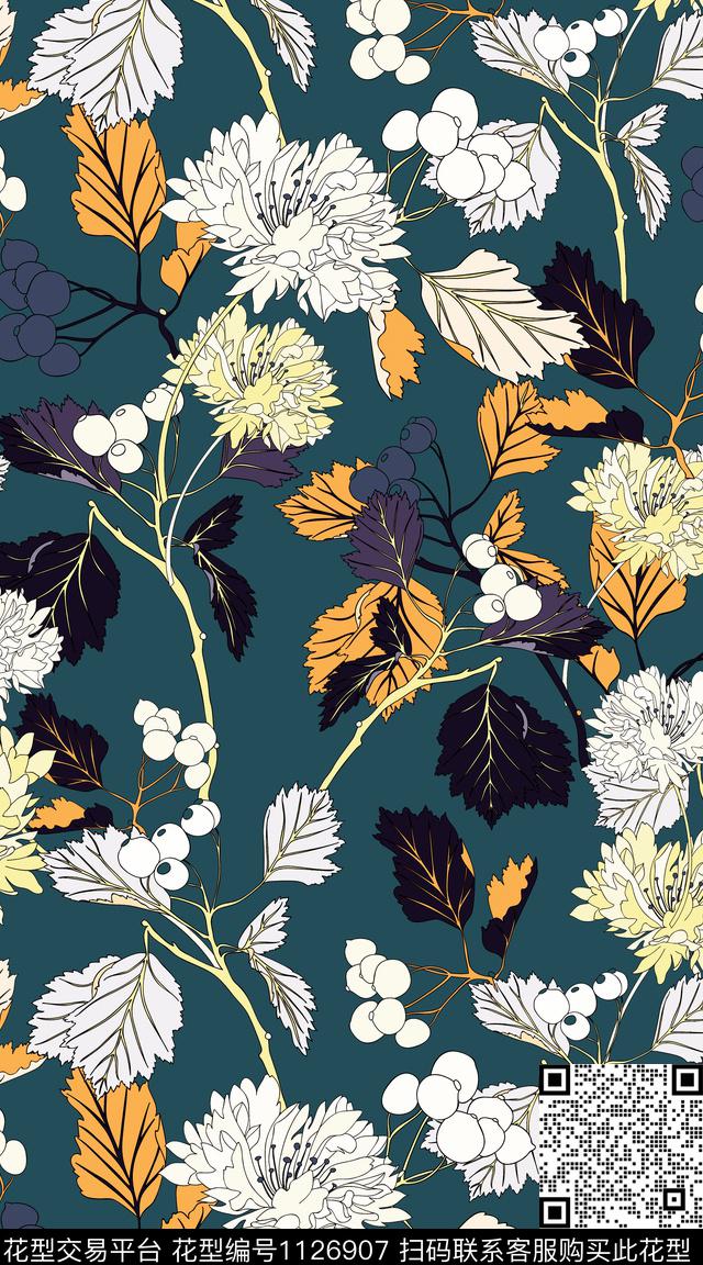 花卉数码华亿平台民族风传统印花华亿平台下载（图片编号: 1126907） - 瓦栏（Walan）