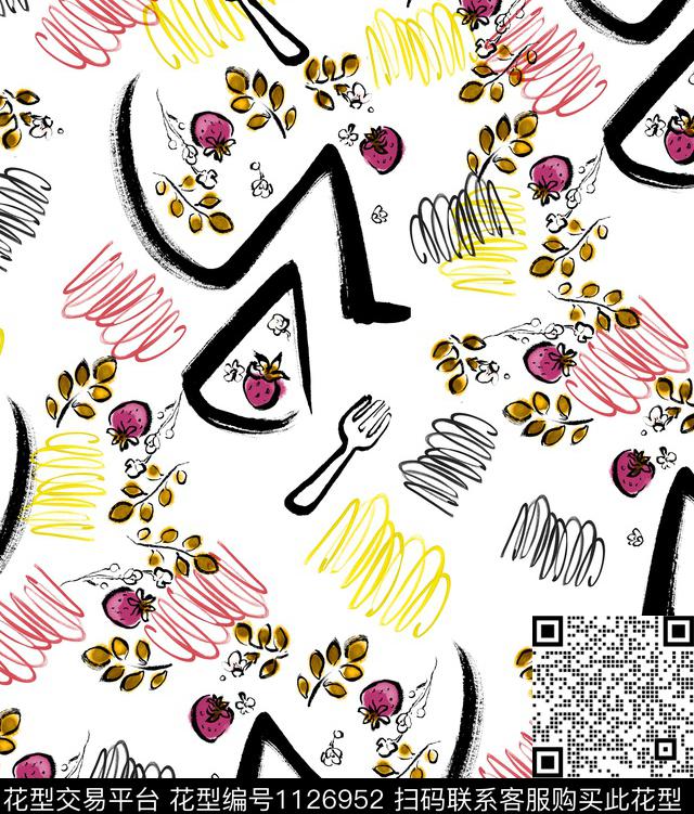 手绘笔触黑白华亿平台数码印花华亿平台下载（图片编号: 1126952） - 瓦栏（Walan）