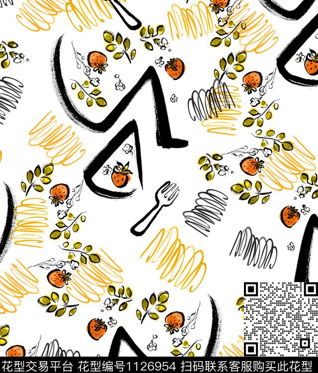 手绘笔触黑白华亿平台数码印花华亿平台下载（图片编号: 1126954） - 瓦栏（Walan）