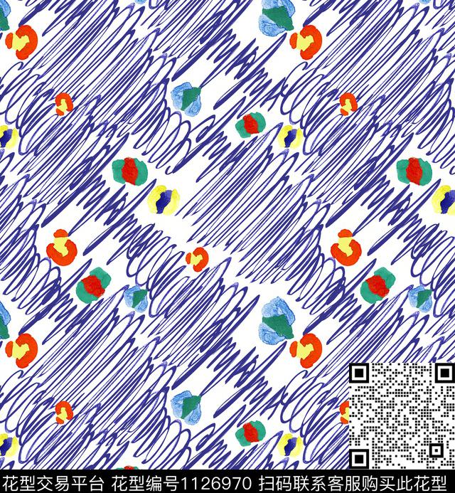 手绘笔触黑白华亿平台数码印花华亿平台下载（图片编号: 1126970） - 瓦栏（Walan）