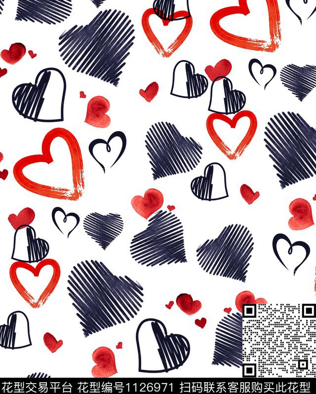 手绘笔触MOSCHINO数码印花华亿平台下载（图片编号: 1126971） - 瓦栏（Walan）