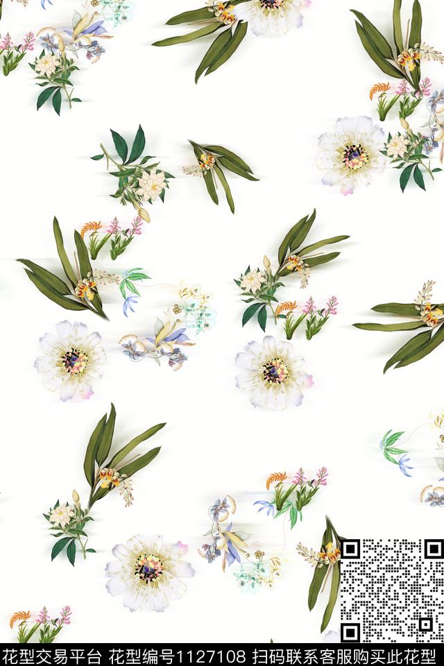 花卉数码华亿平台满版散花数码印花华亿平台下载（图片编号: 1127108） - 瓦栏（Walan）