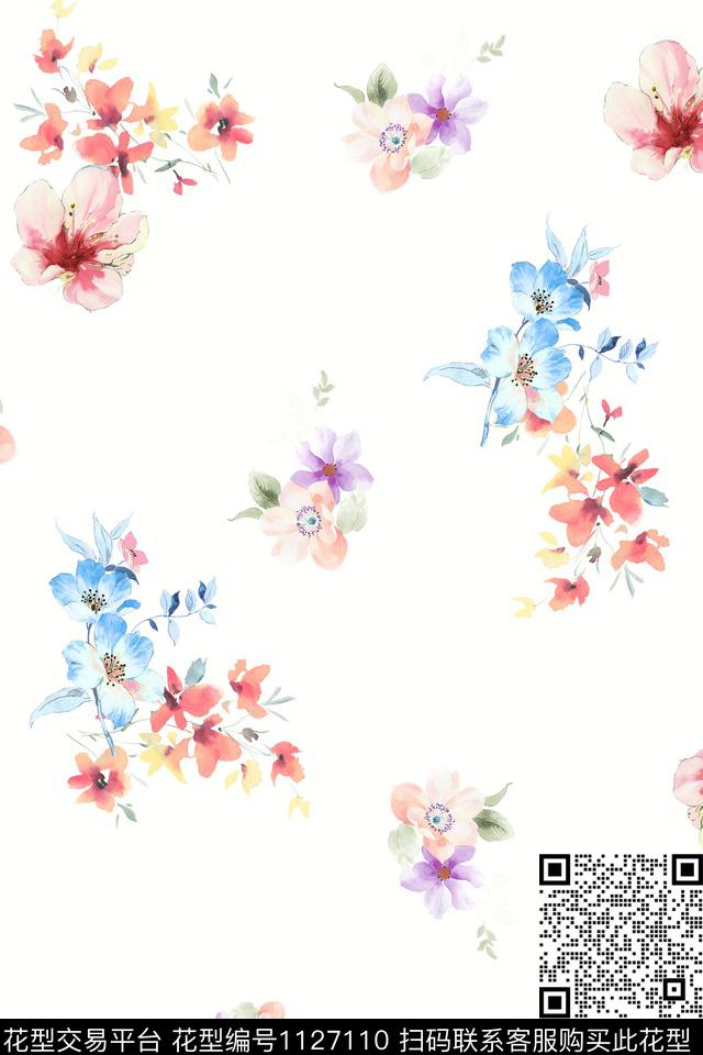 花卉数码华亿平台满版散花数码印花华亿平台下载（图片编号: 1127110） - 瓦栏（Walan）