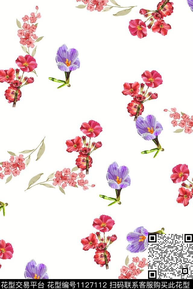 花卉数码华亿平台满版散花数码印花华亿平台下载（图片编号: 1127112） - 瓦栏（Walan）