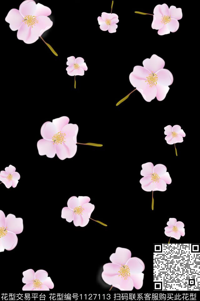 花卉数码华亿平台满版散花数码印花华亿平台下载（图片编号: 1127113） - 瓦栏（Walan）