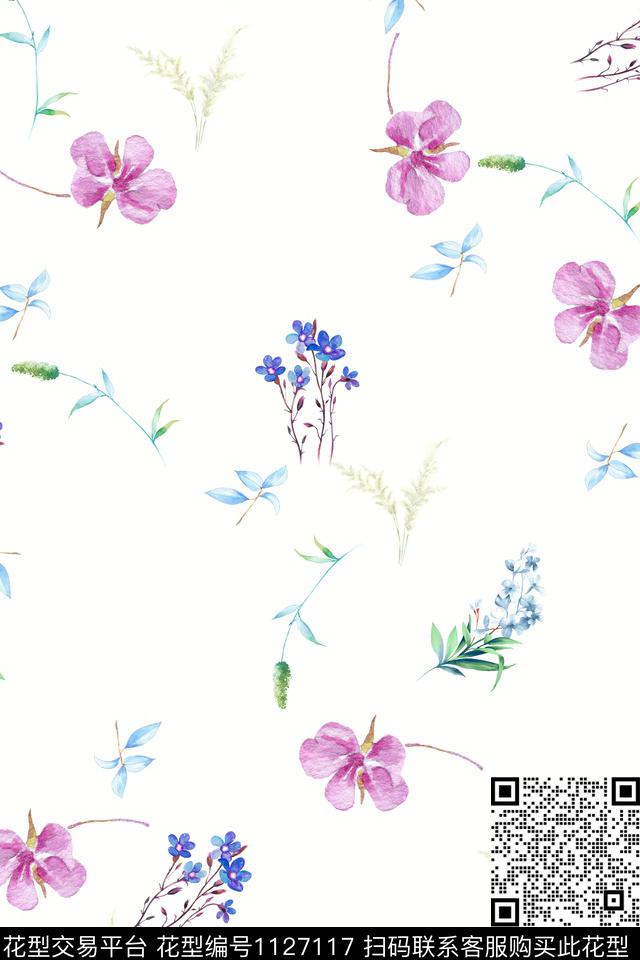 花卉数码华亿平台满版散花数码印花华亿平台下载（图片编号: 1127117） - 瓦栏（Walan）