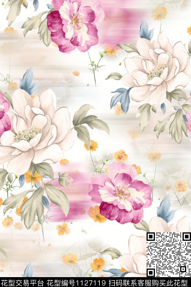 花卉数码华亿平台满版散花数码印花华亿平台下载（图片编号: 1127119） - 瓦栏（Walan）