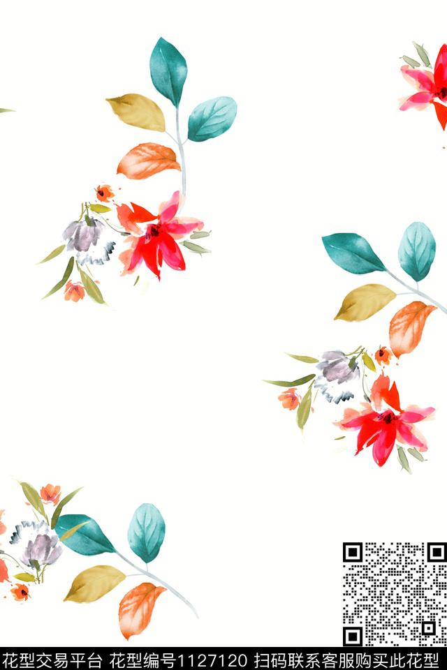 花卉数码华亿平台满版散花数码印花华亿平台下载（图片编号: 1127120） - 瓦栏（Walan）