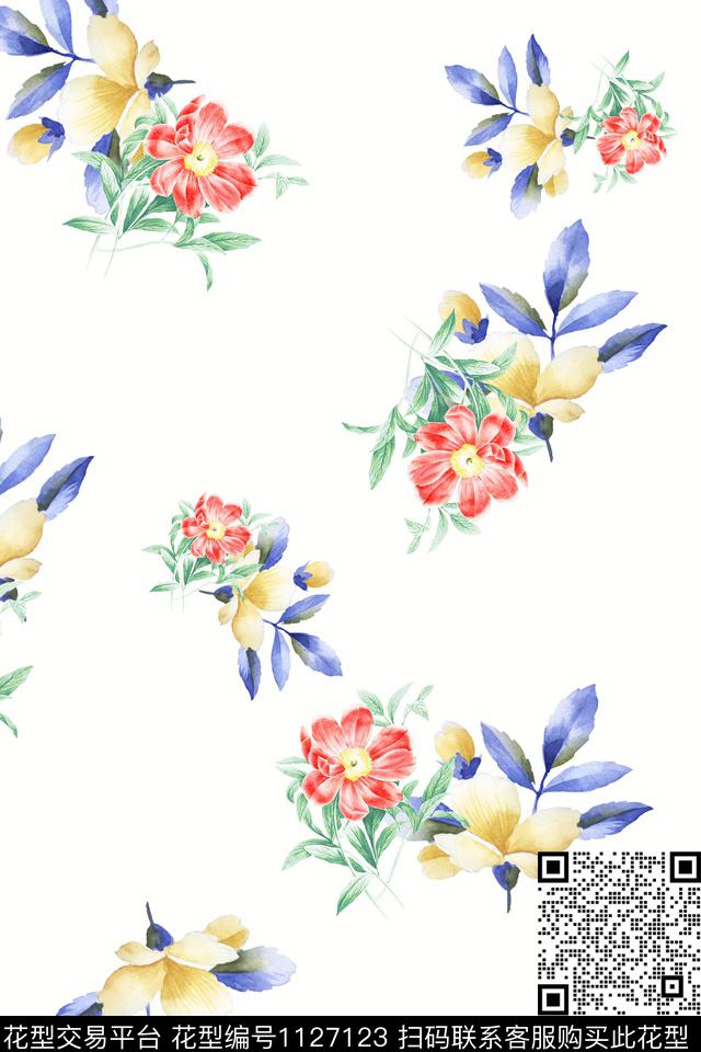 花卉数码华亿平台满版散花数码印花华亿平台下载（图片编号: 1127123） - 瓦栏（Walan）