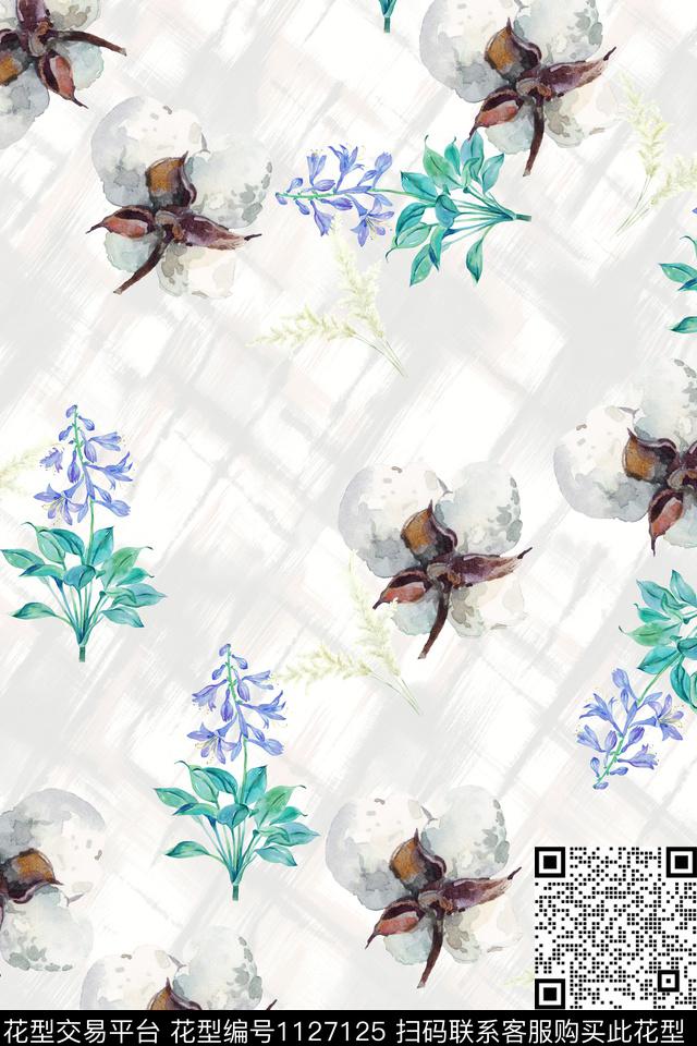 花卉数码华亿平台满版散花数码印花华亿平台下载（图片编号: 1127125） - 瓦栏（Walan）