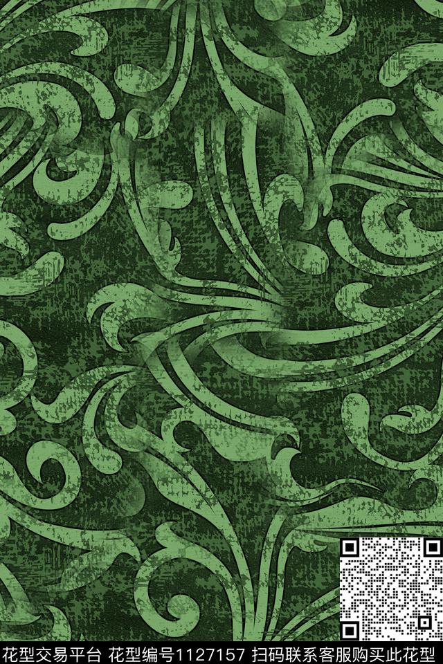 复古抽象中老年数码印花华亿平台下载（图片编号: 1127157） - 瓦栏（Walan）