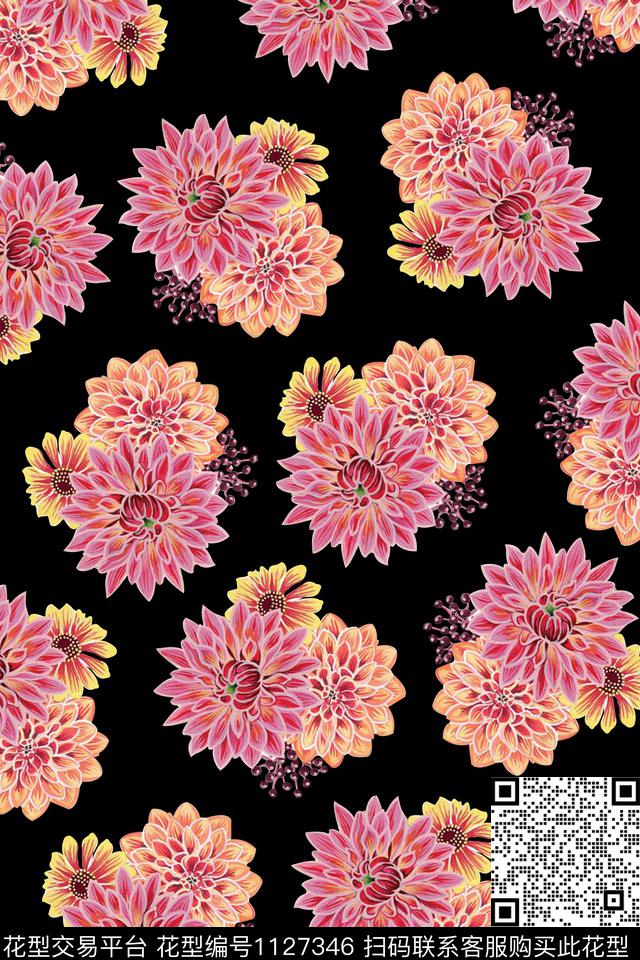 花卉淑女艺术数码印花华亿平台下载（图片编号: 1127346） - 瓦栏（Walan）