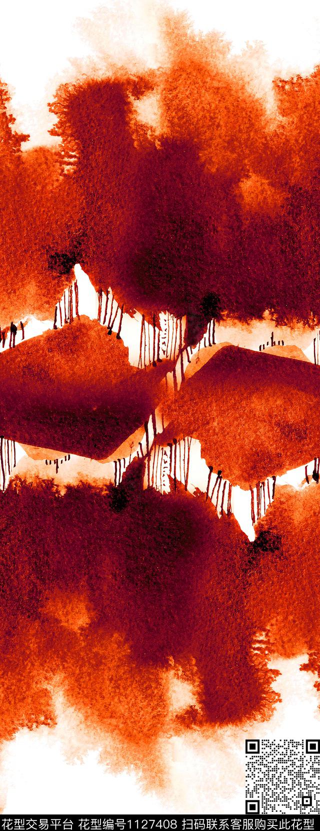 数码定位花水彩大牌风数码印花华亿平台下载（图片编号: 1127408） - 瓦栏（Walan）