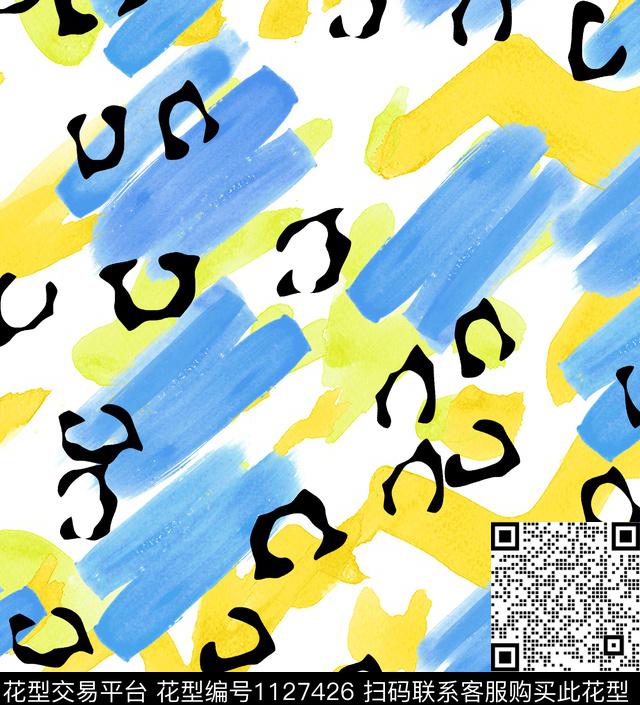 笔触MOSCHINO水墨风数码印花华亿平台下载（图片编号: 1127426） - 瓦栏（Walan）