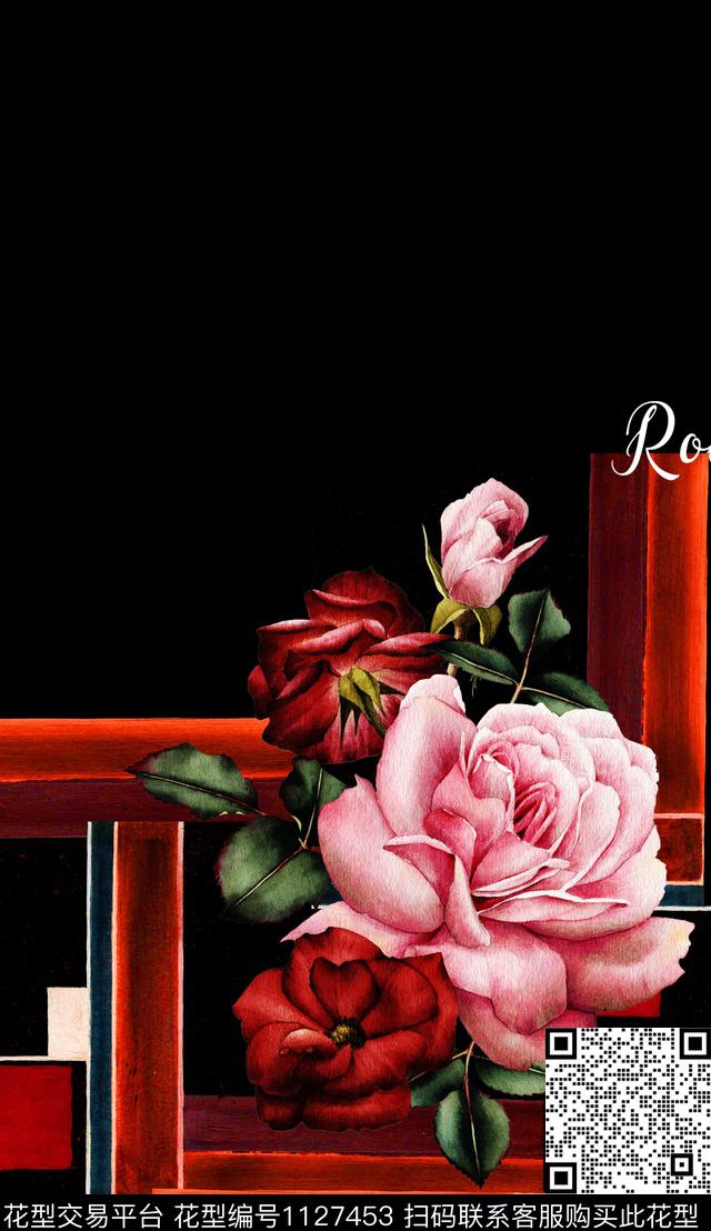 大花定位花秋冬华亿平台数码印花华亿平台下载（图片编号: 1127453） - 瓦栏（Walan）