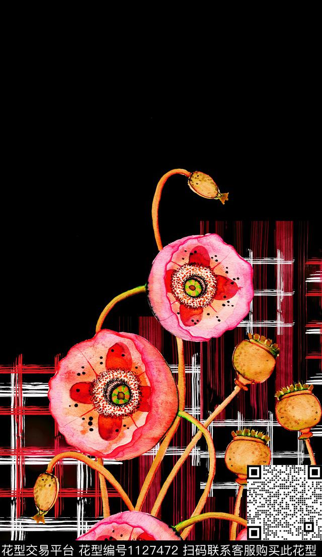 大花几何定位花数码印花华亿平台下载（图片编号: 1127472） - 瓦栏（Walan）