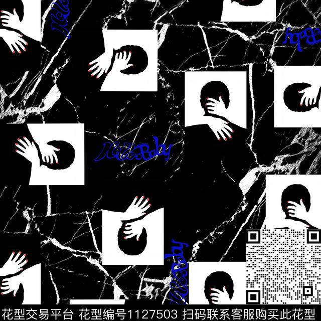 潮牌简约几何数码印花华亿平台下载（图片编号: 1127503） - 瓦栏（Walan）