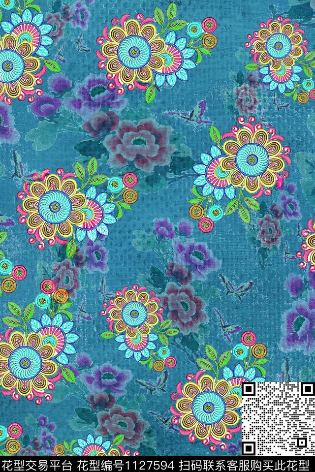 清爽数码华亿平台复古数码印花华亿平台下载（图片编号: 1127594） - 瓦栏（Walan）