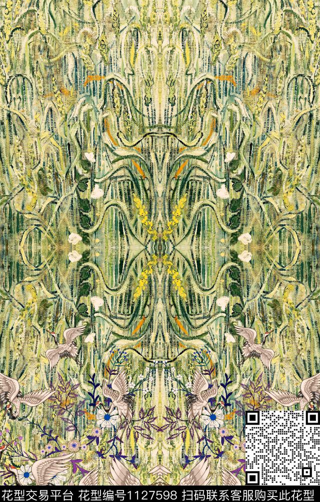 肌理定位花花纹数码印花华亿平台下载（图片编号: 1127598） - 瓦栏（Walan）