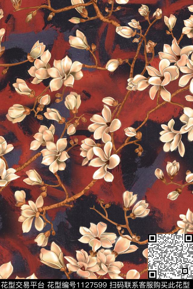 花卉数码华亿平台复古数码印花华亿平台下载（图片编号: 1127599） - 瓦栏（Walan）