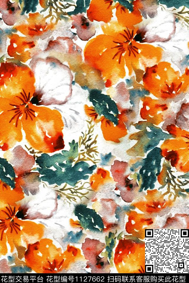 花卉数码华亿平台手绘数码印花华亿平台下载（图片编号: 1127662） - 瓦栏（Walan）
