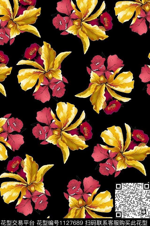 花卉淑女艺术数码印花华亿平台下载（图片编号: 1127689） - 瓦栏（Walan）