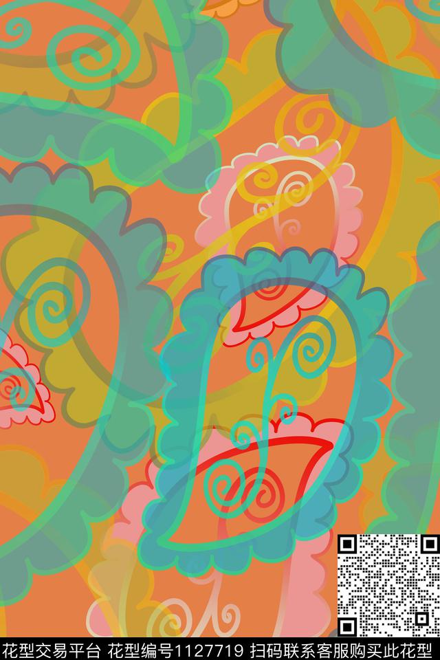 佩斯利图案佩斯利色彩斑斓数码印花华亿平台下载（图片编号: 1127719） - 瓦栏（Walan）
