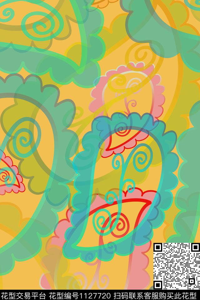 佩斯利图案佩斯利色彩斑斓数码印花华亿平台下载（图片编号: 1127720） - 瓦栏（Walan）