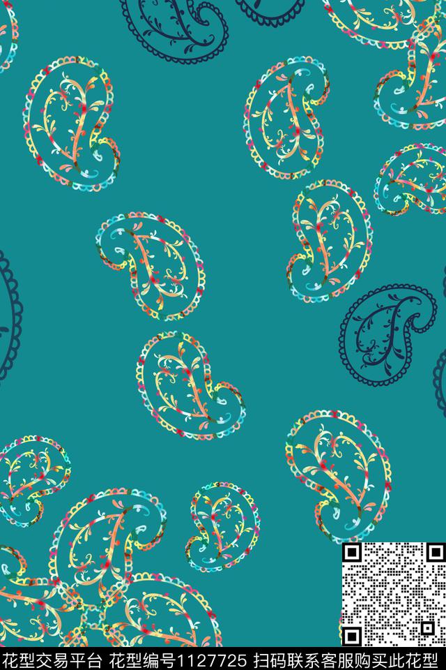 佩斯利图案佩斯利色彩斑斓数码印花华亿平台下载（图片编号: 1127725） - 瓦栏（Walan）