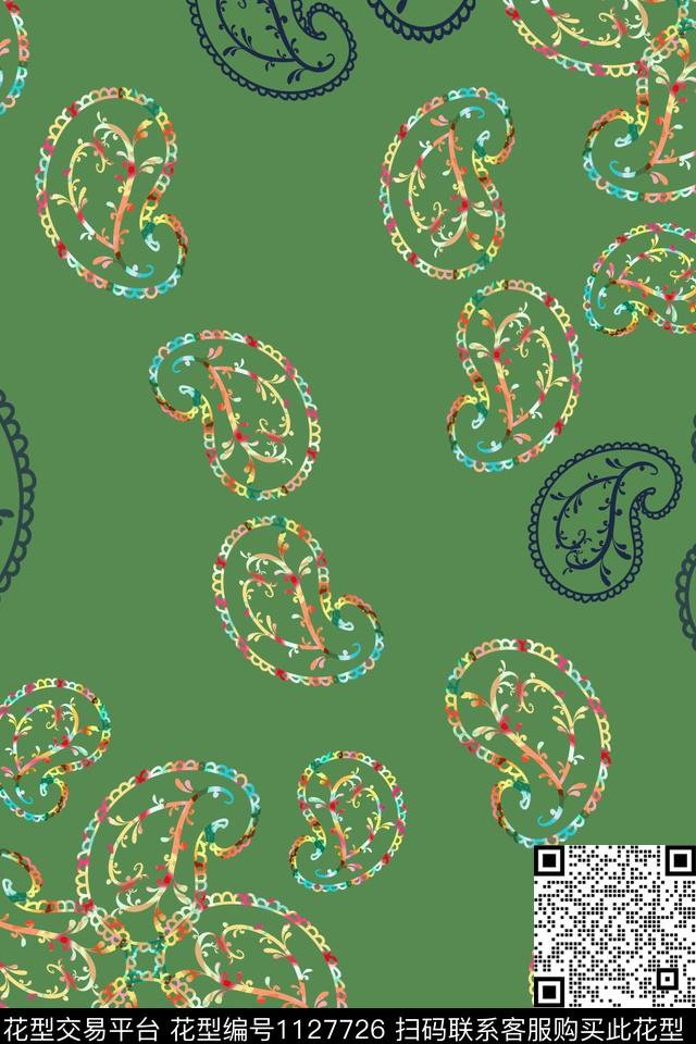 佩斯利图案佩斯利色彩斑斓数码印花华亿平台下载（图片编号: 1127726） - 瓦栏（Walan）