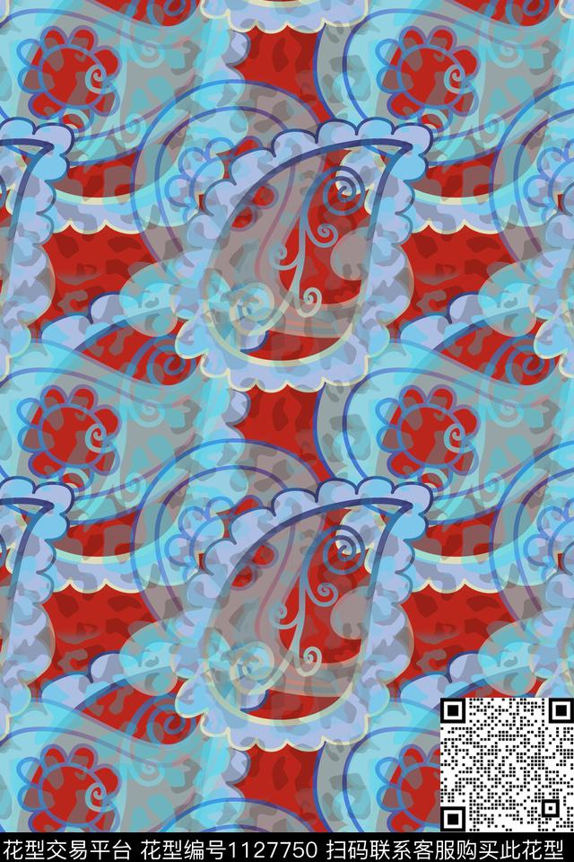 佩斯利图案佩斯利抽象数码印花华亿平台下载（图片编号: 1127750） - 瓦栏（Walan）