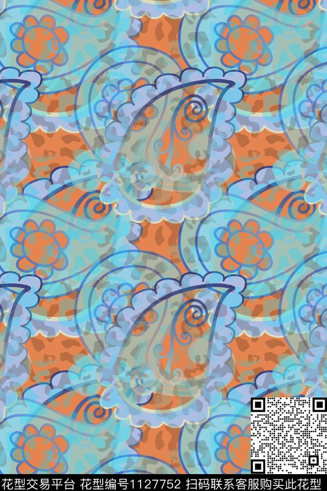 佩斯利图案佩斯利抽象数码印花华亿平台下载（图片编号: 1127752） - 瓦栏（Walan）