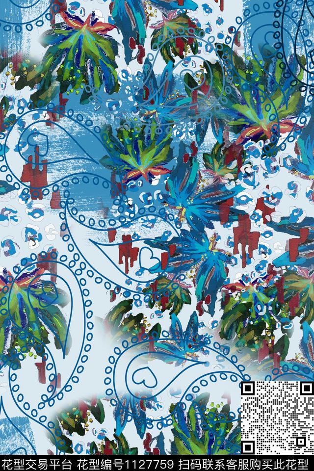 佩斯利图案佩斯利手绘线条笔触数码印花华亿平台下载（图片编号: 1127759） - 瓦栏（Walan）