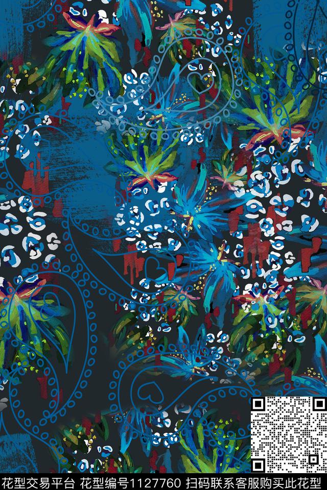 佩斯利图案佩斯利手绘线条笔触数码印花华亿平台下载（图片编号: 1127760） - 瓦栏（Walan）