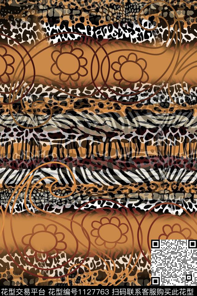 动物纹佩斯利佩斯利图案数码印花华亿平台下载（图片编号: 1127763） - 瓦栏（Walan）