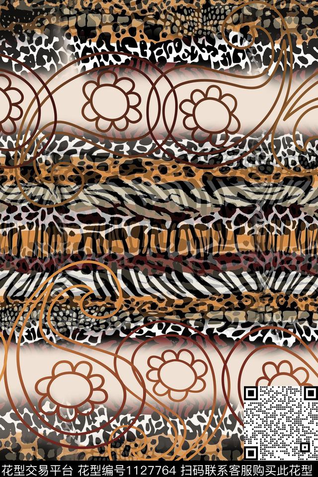 动物纹佩斯利佩斯利图案数码印花华亿平台下载（图片编号: 1127764） - 瓦栏（Walan）
