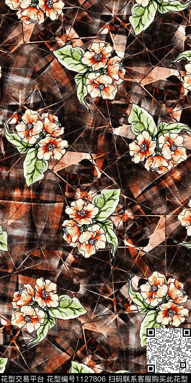 花卉数码华亿平台抽象数码印花华亿平台下载（图片编号: 1127806） - 瓦栏（Walan）