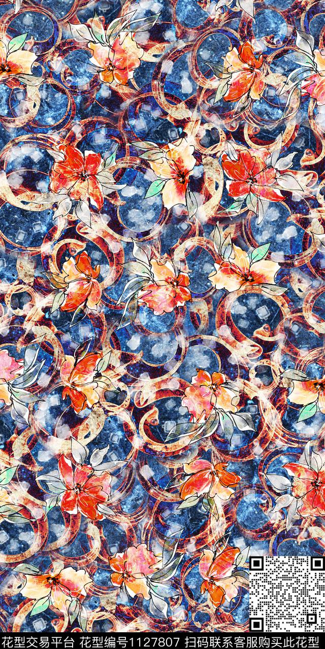 花卉数码华亿平台抽象数码印花华亿平台下载（图片编号: 1127807） - 瓦栏（Walan）