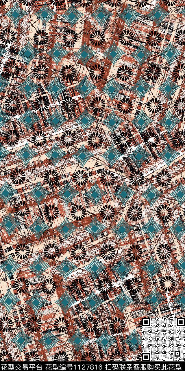 数码华亿平台抽象民族风数码印花华亿平台下载（图片编号: 1127816） - 瓦栏（Walan）