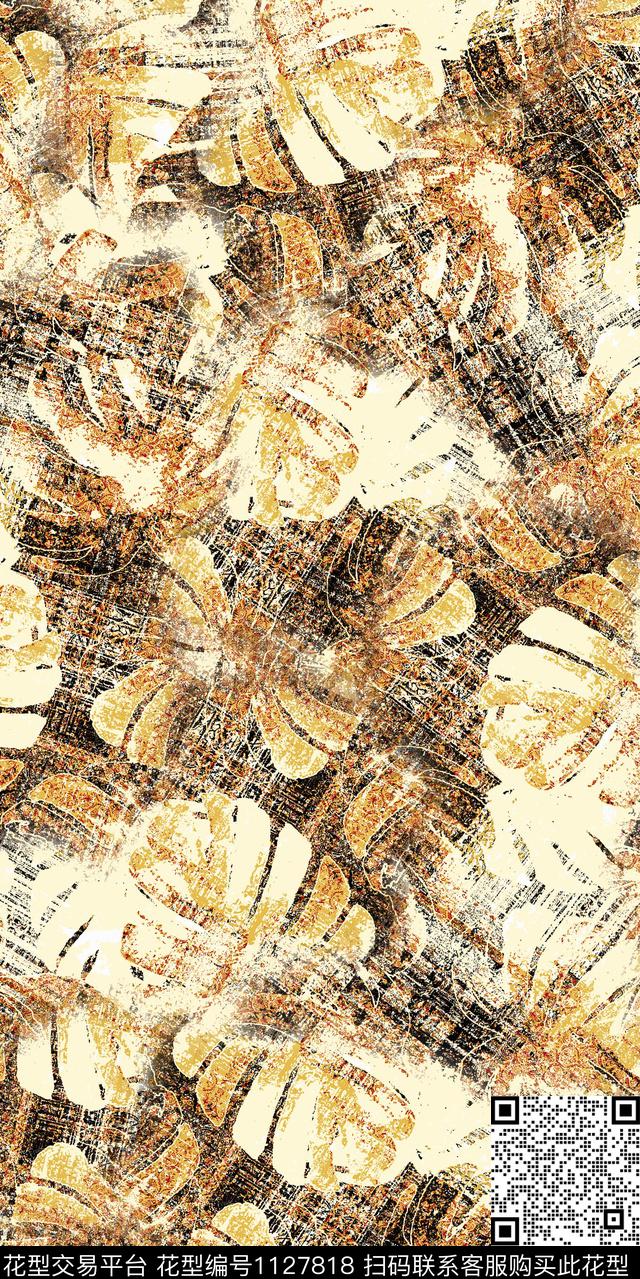数码华亿平台棉麻抽象数码印花华亿平台下载（图片编号: 1127818） - 瓦栏（Walan）