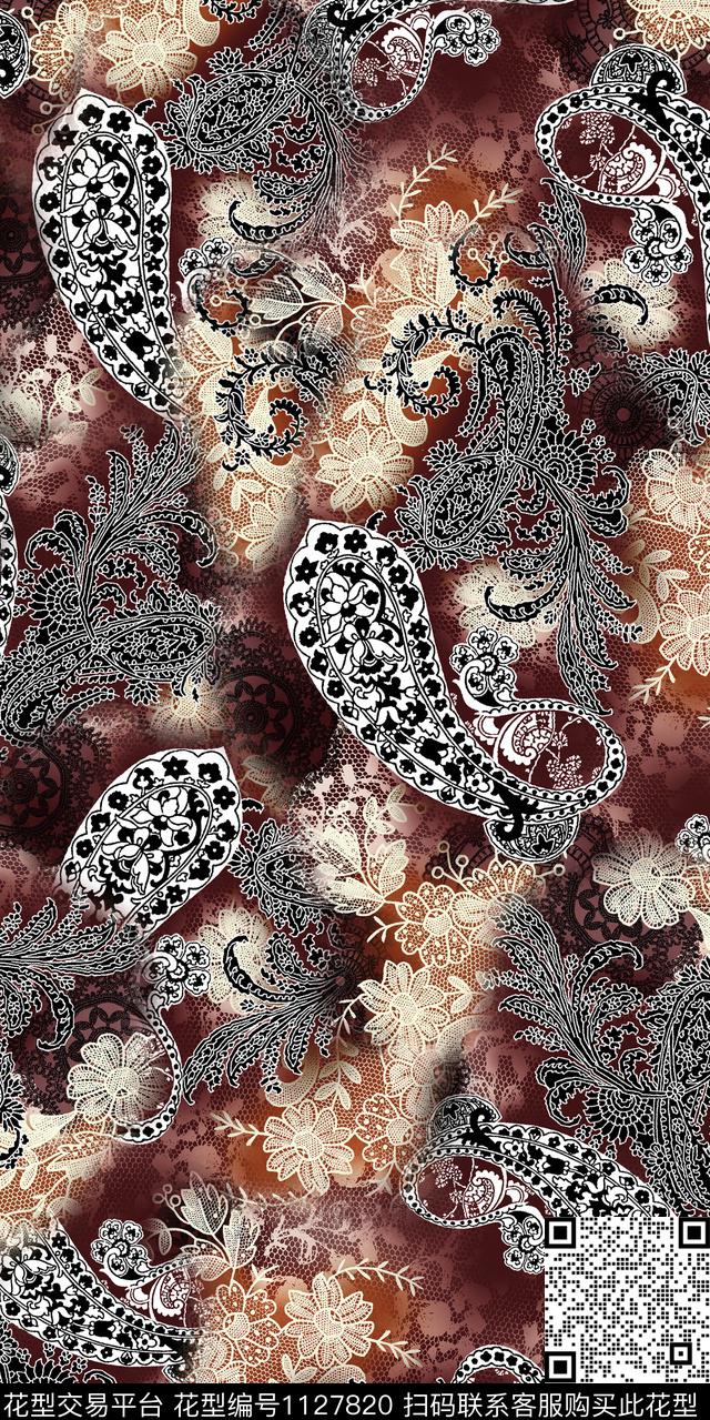 数码华亿平台佩斯利大牌风数码印花华亿平台下载（图片编号: 1127820） - 瓦栏（Walan）