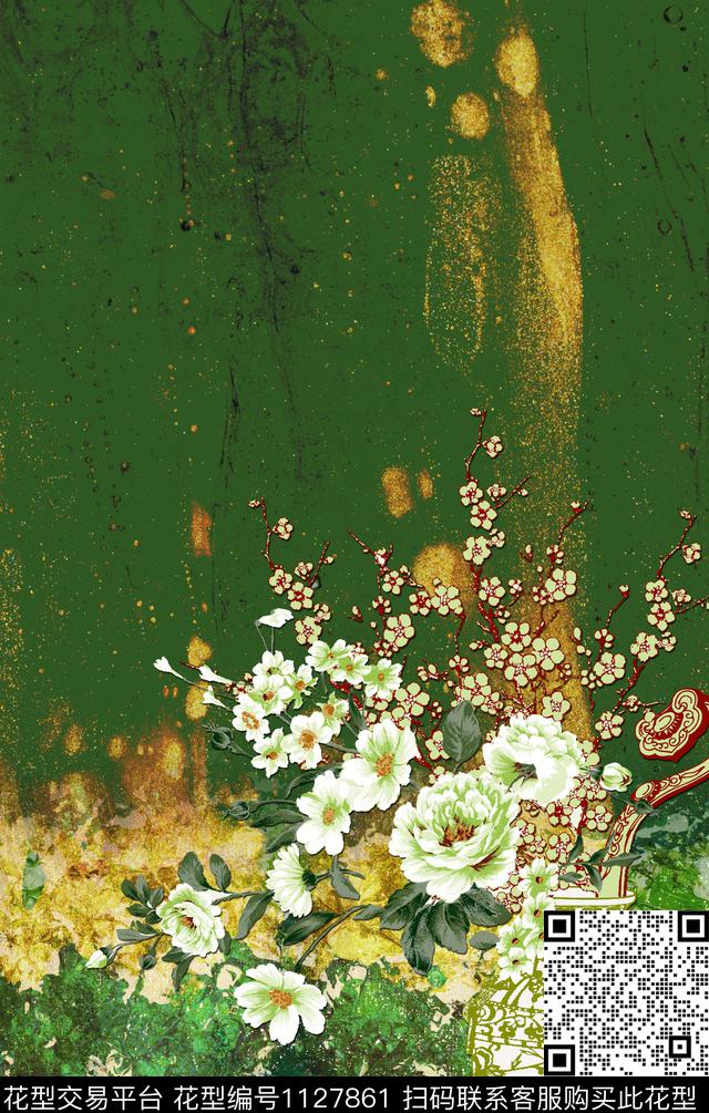 花卉数码华亿平台花瓶数码印花华亿平台下载（图片编号: 1127861） - 瓦栏（Walan）