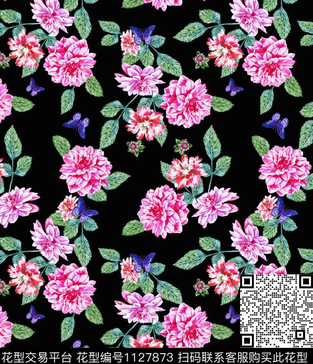 花卉热带华亿平台清爽底花卉传统印花华亿平台下载（图片编号: 1127873） - 瓦栏（Walan）