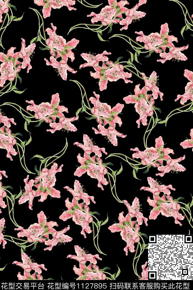 花卉淑女艺术数码印花华亿平台下载（图片编号: 1127895） - 瓦栏（Walan）