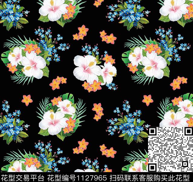 花卉热带华亿平台清爽底花卉传统印花华亿平台下载（图片编号: 1127965） - 瓦栏（Walan）
