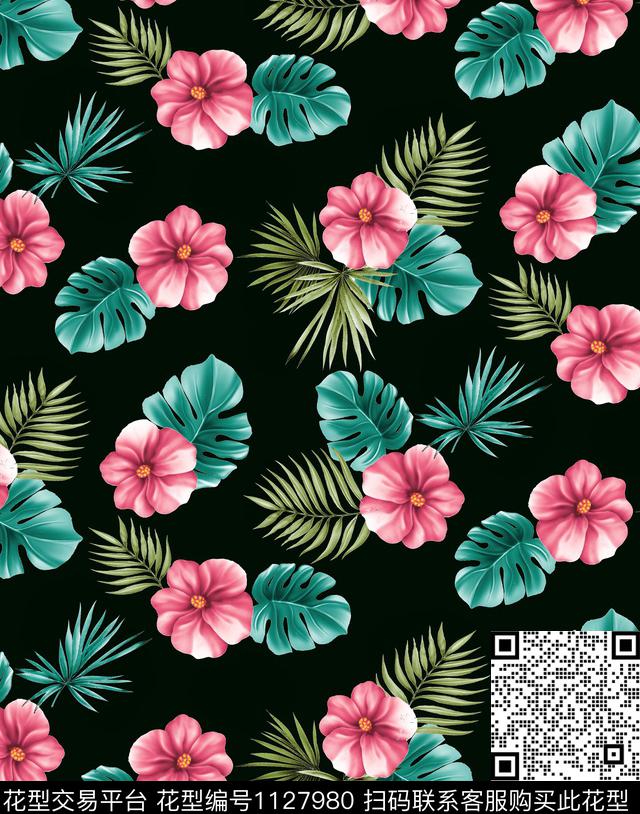 花卉热带华亿平台清爽底花卉传统印花华亿平台下载（图片编号: 1127980） - 瓦栏（Walan）